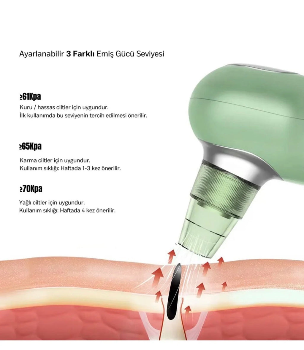 5 Başlıklı Şarjlı Siyah Nokta Temizleyici Vakum Cihazı | Gözenek Arındırıcı Cilt Bakım Aleti