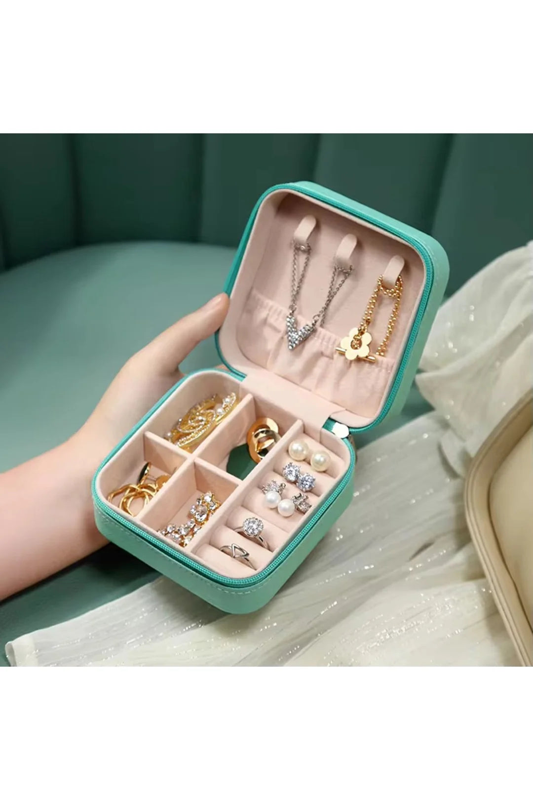 Fermuarlı Seyahat Takı Kutusu – Mini Mücevher Organizeri