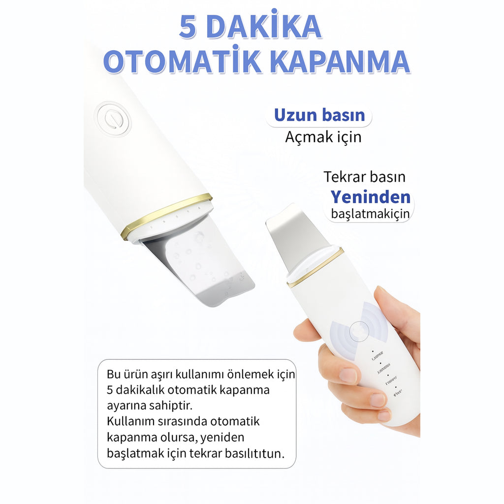 Şarjlı Ultrasonik Cilt Spatulası – Siyah Nokta & Akne Temizleyici