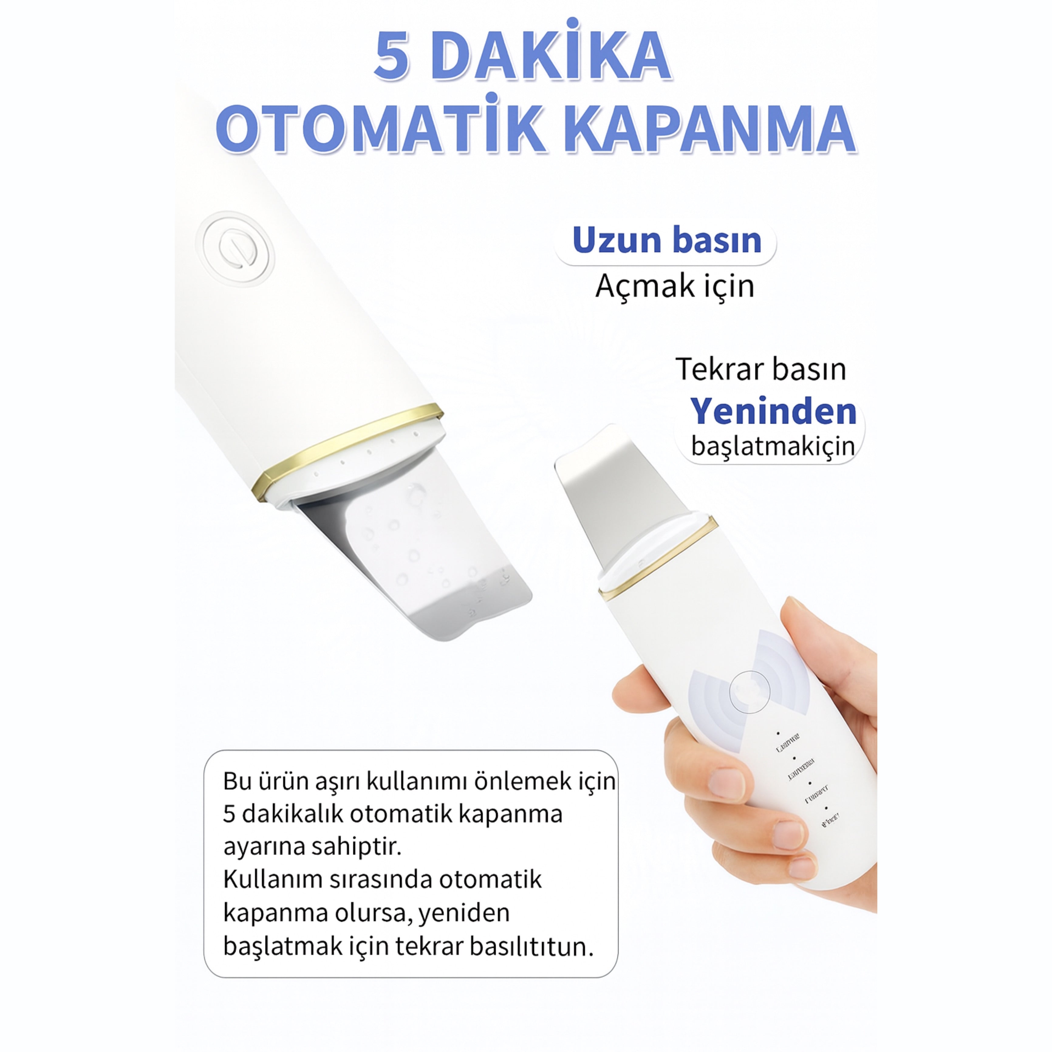 Şarjlı Ultrasonik Cilt Spatulası – Siyah Nokta & Akne Temizleyici