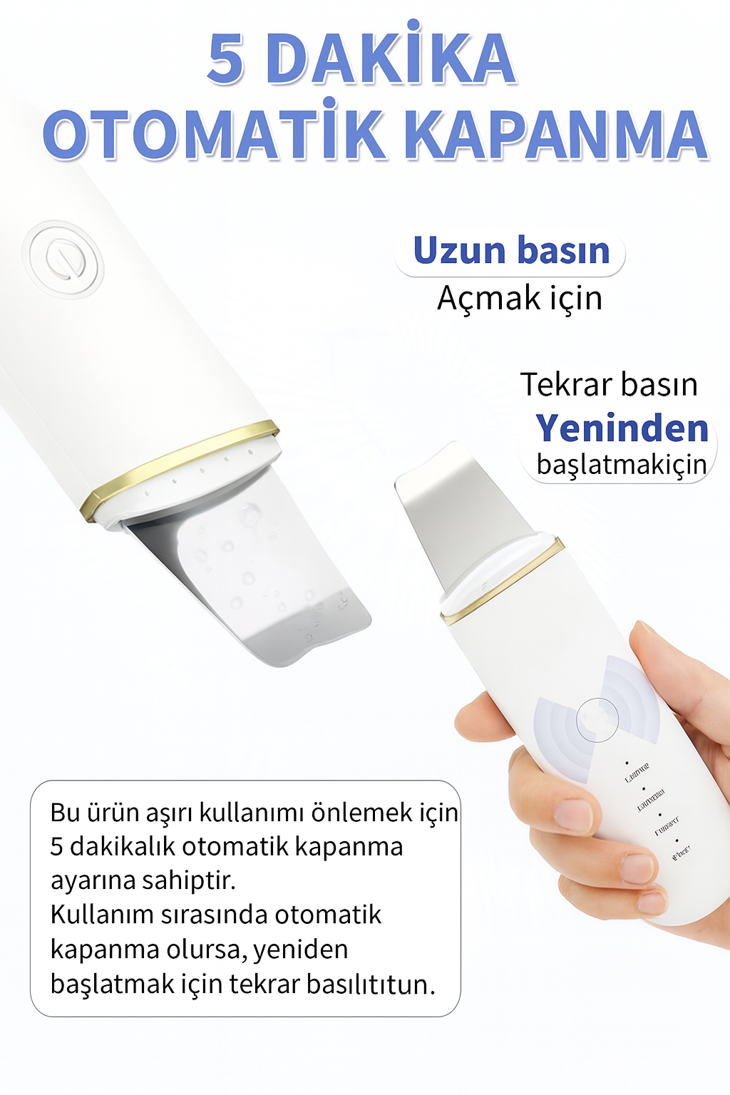 Şarjlı Ultrasonik Cilt Spatulası – Siyah Nokta & Akne Temizleyici